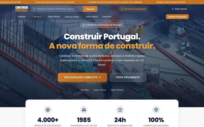 Página inicial do Construir Portugal