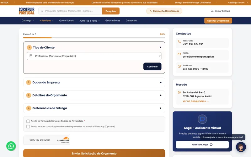 Formulário de pedido de orçamento